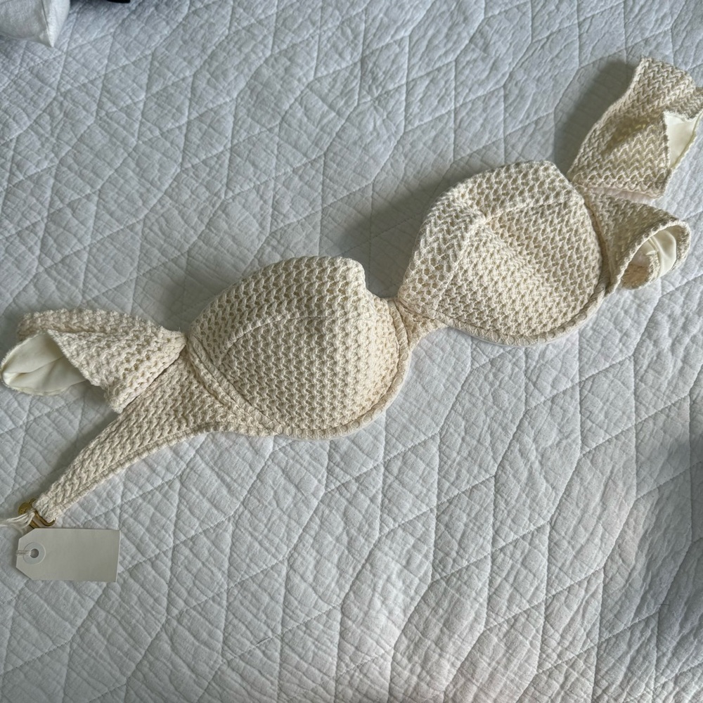 Montce NWT crotchet bathing suit top only with off the shoulder sleeves